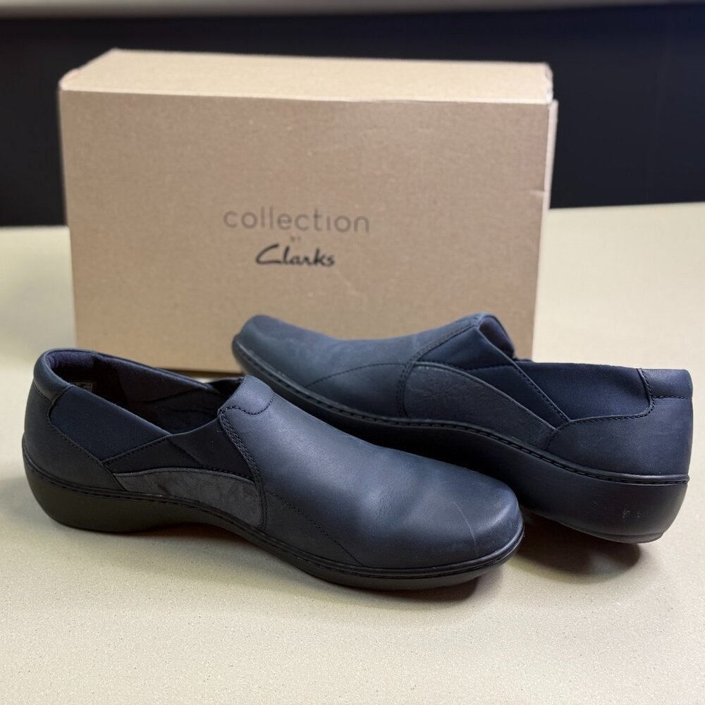 Clarks Cora Lilac Women's Slip On Loafer Navy Leather US Size 10N